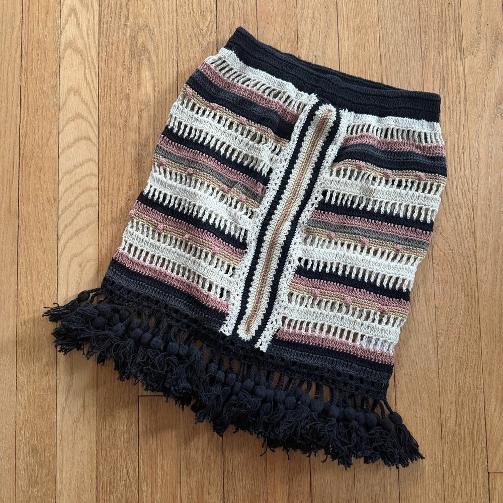 Free People Cleobella Festival Crochet Fringe Bohemian Mini Skirt